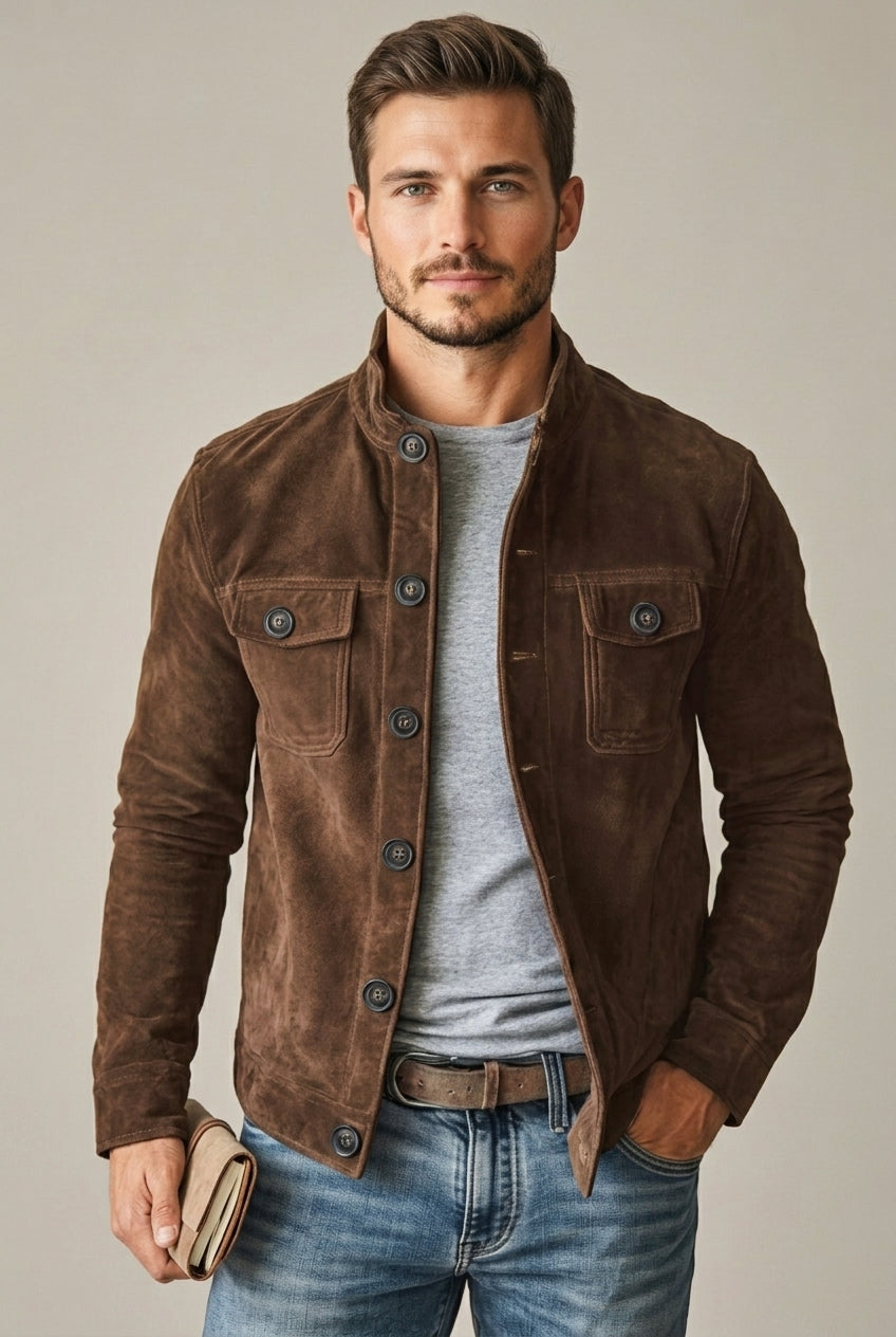 Rafael | Men's Button-Front Barn Chore Jacket with Stand Collar