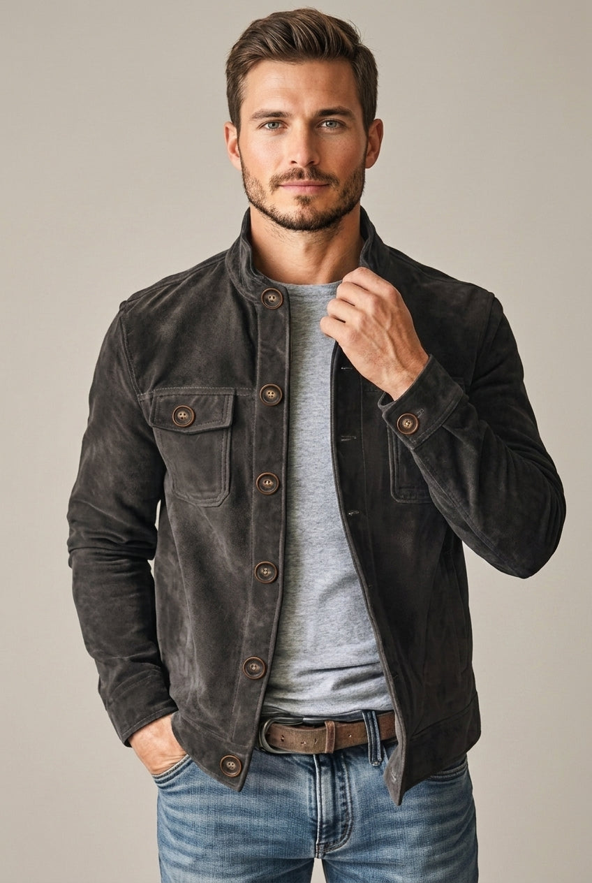 Rafael | Men's Button-Front Barn Chore Jacket with Stand Collar
