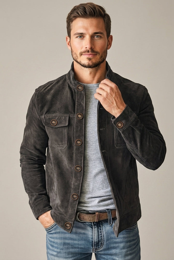 Rafael | Men's Button-Front Barn Chore Jacket with Stand Collar