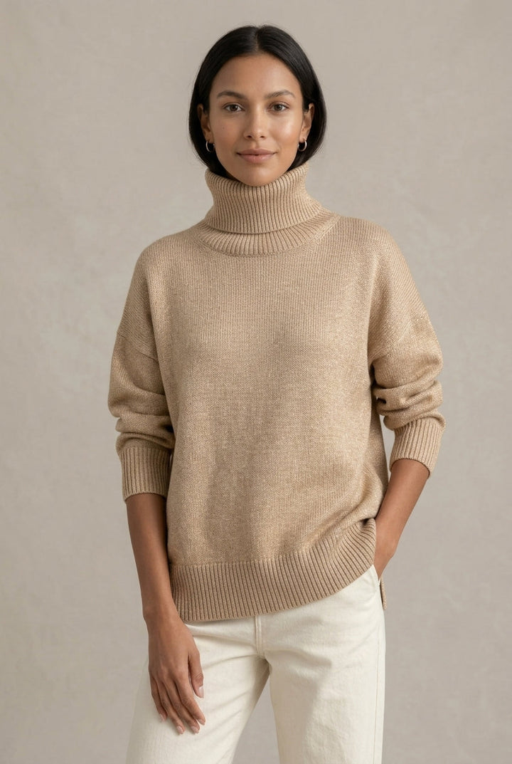 Wren | Women's Oversized Turtleneck Sweater with Ribbed Trim