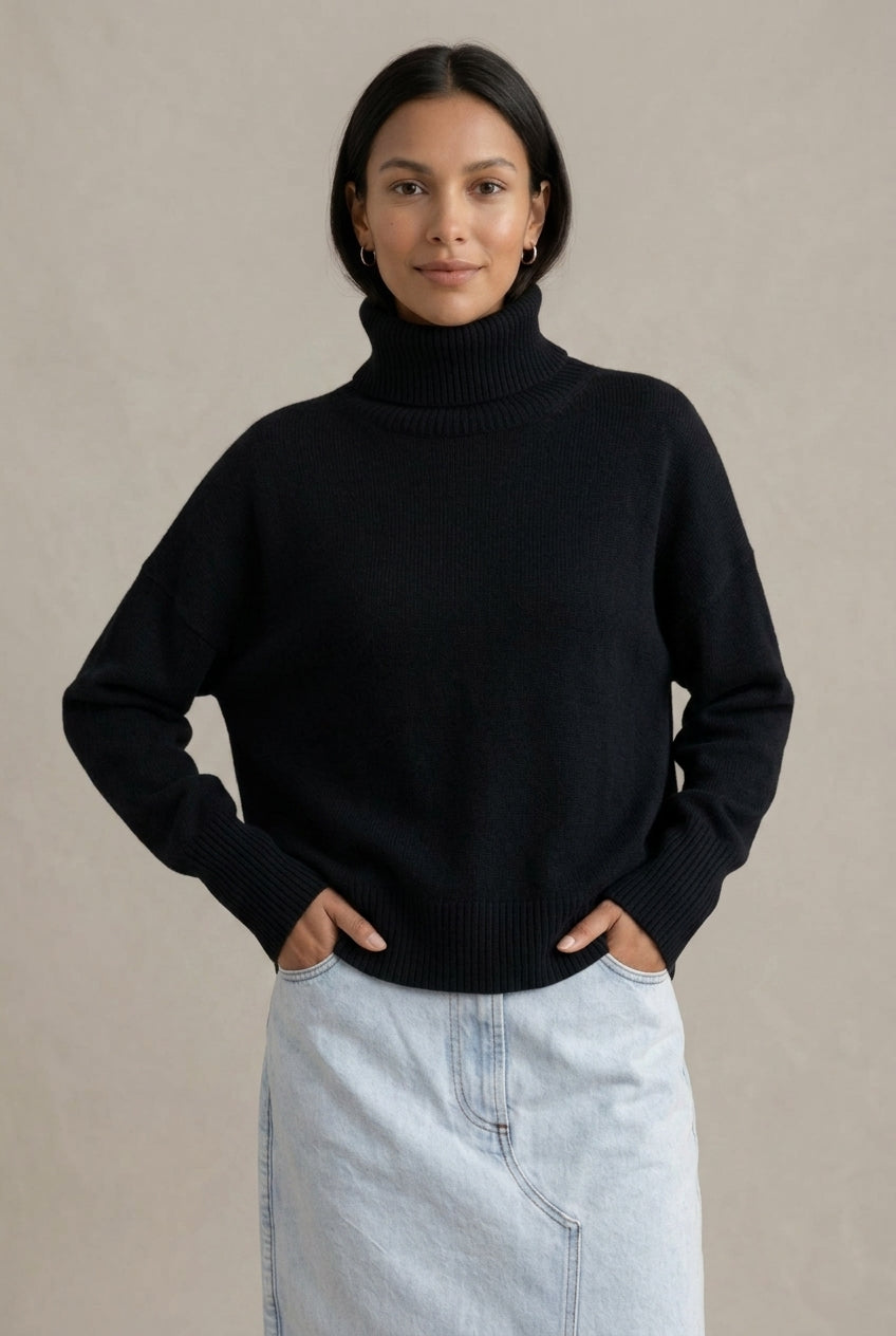 Wren | Women's Oversized Turtleneck Sweater with Ribbed Trim