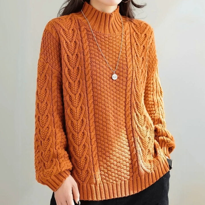 Henrietta | Women’s Mock Neck Chunky Cable Knit Sweater