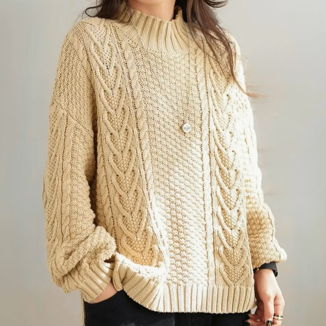 Henrietta | Women’s Mock Neck Chunky Cable Knit Sweater