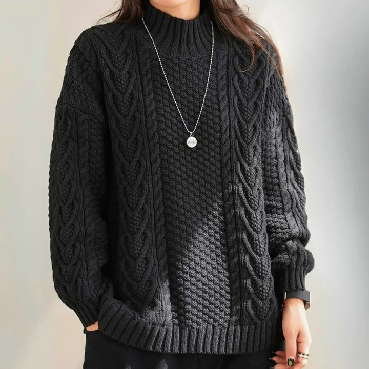 Henrietta | Women’s Mock Neck Chunky Cable Knit Sweater