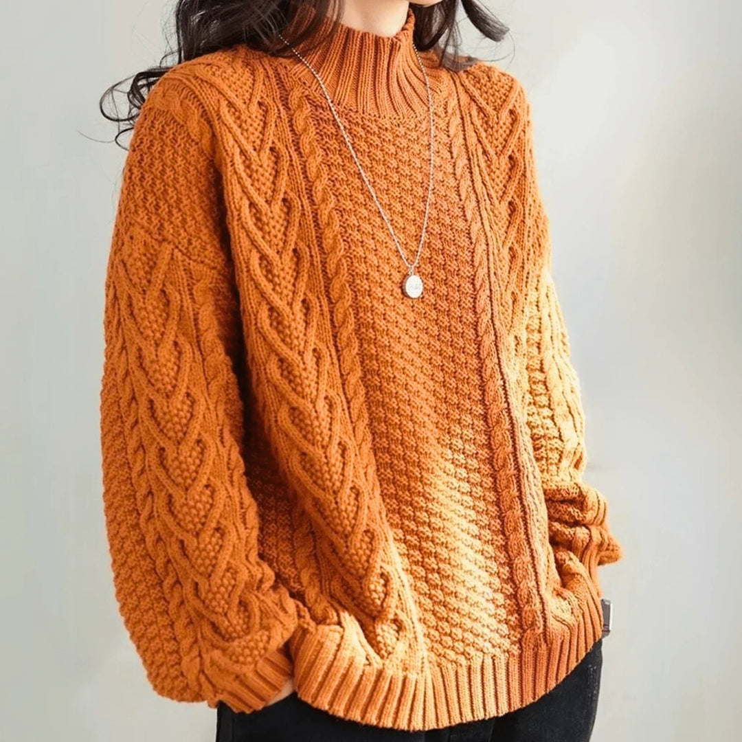Henrietta | Women’s Mock Neck Chunky Cable Knit Sweater