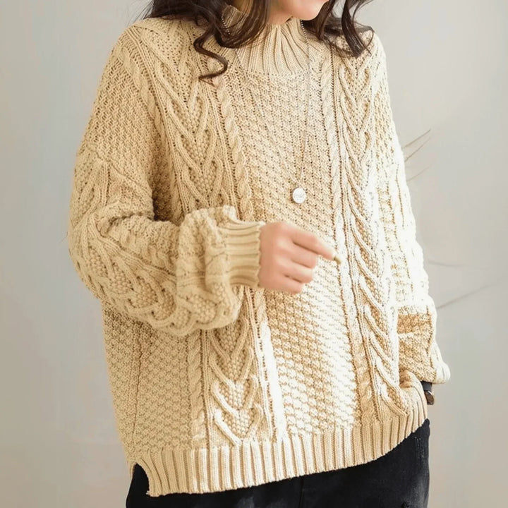 Henrietta | Women’s Mock Neck Chunky Cable Knit Sweater