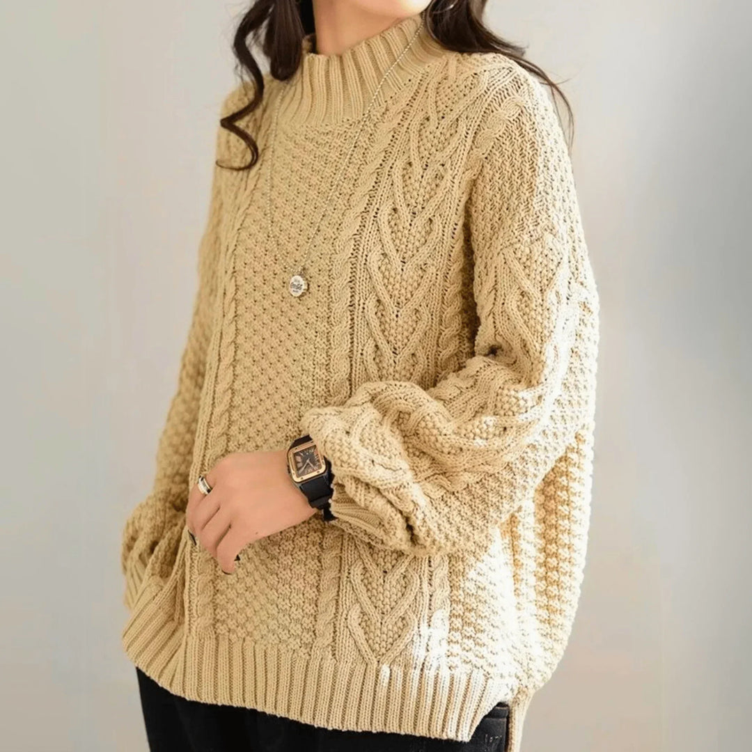 Henrietta | Women’s Mock Neck Chunky Cable Knit Sweater