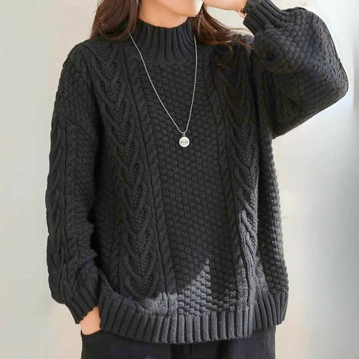 Henrietta | Women’s Mock Neck Chunky Cable Knit Sweater
