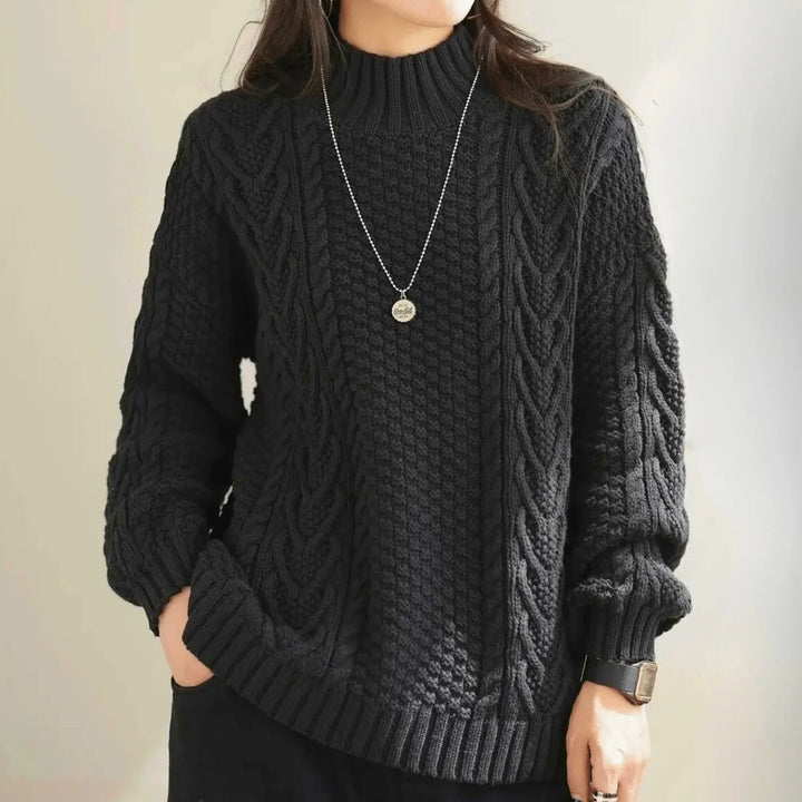 Henrietta | Women’s Mock Neck Chunky Cable Knit Sweater