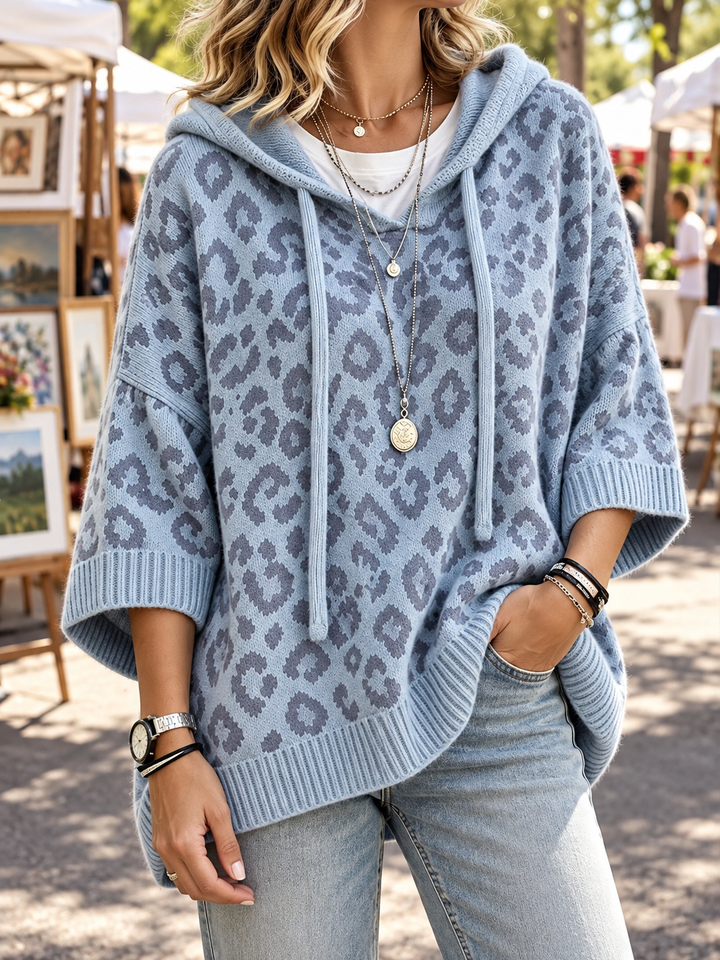 Verity | Women's Oversized Leopard Print Poncho Sweater