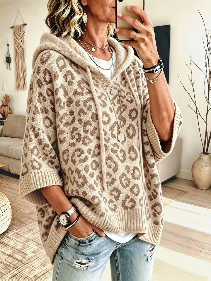 Verity | Women's Oversized Leopard Print Poncho Sweater