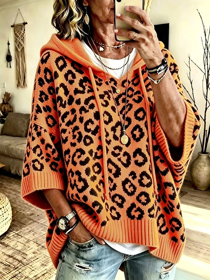Verity | Women's Oversized Leopard Print Poncho Sweater