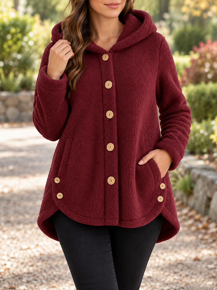 Adalyn | Women's Hooded Fleece Jacket with Button-Front and Side Pockets
