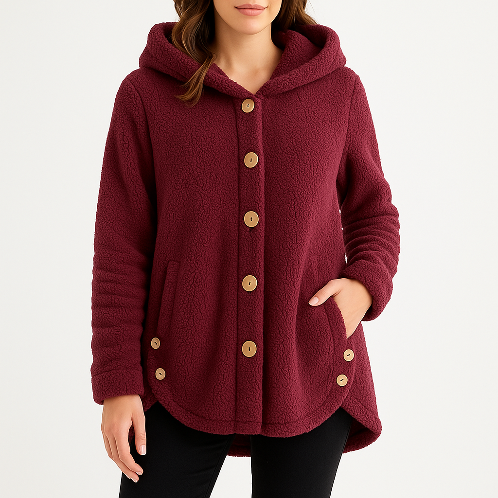 Adalyn | Women's Hooded Fleece Jacket with Button-Front and Side Pockets