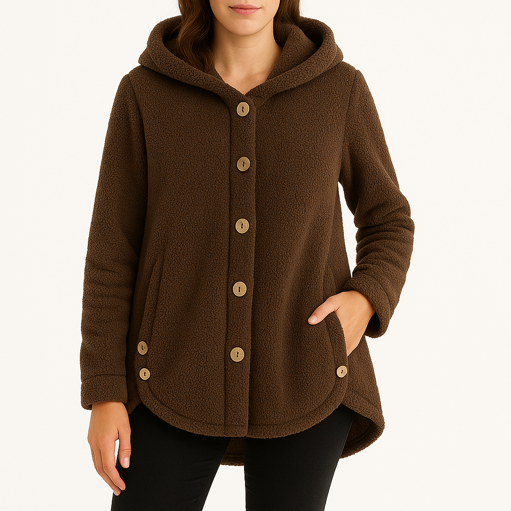 Adalyn | Women's Hooded Fleece Jacket with Button-Front and Side Pockets