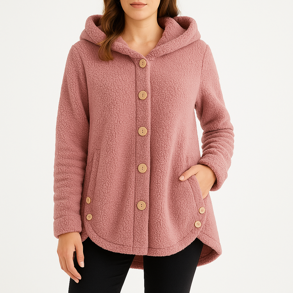 Adalyn | Women's Hooded Fleece Jacket with Button-Front and Side Pockets