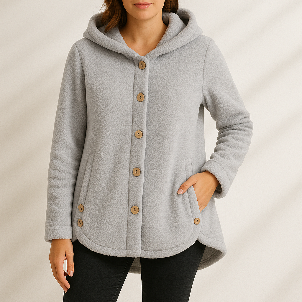 Adalyn | Women's Hooded Fleece Jacket with Button-Front and Side Pockets