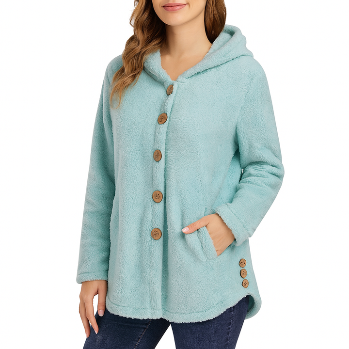 Adalyn | Women's Hooded Fleece Jacket with Button-Front and Side Pockets