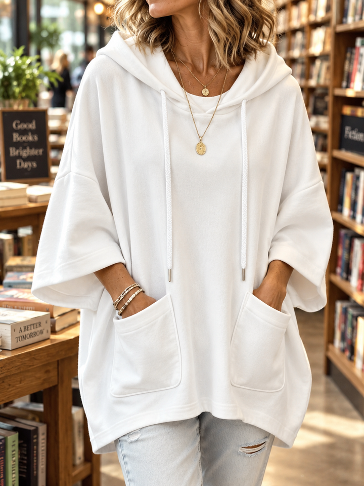 Reva | Women's Oversized Sweatshirt with Drawstring Hood and Patch Pocket