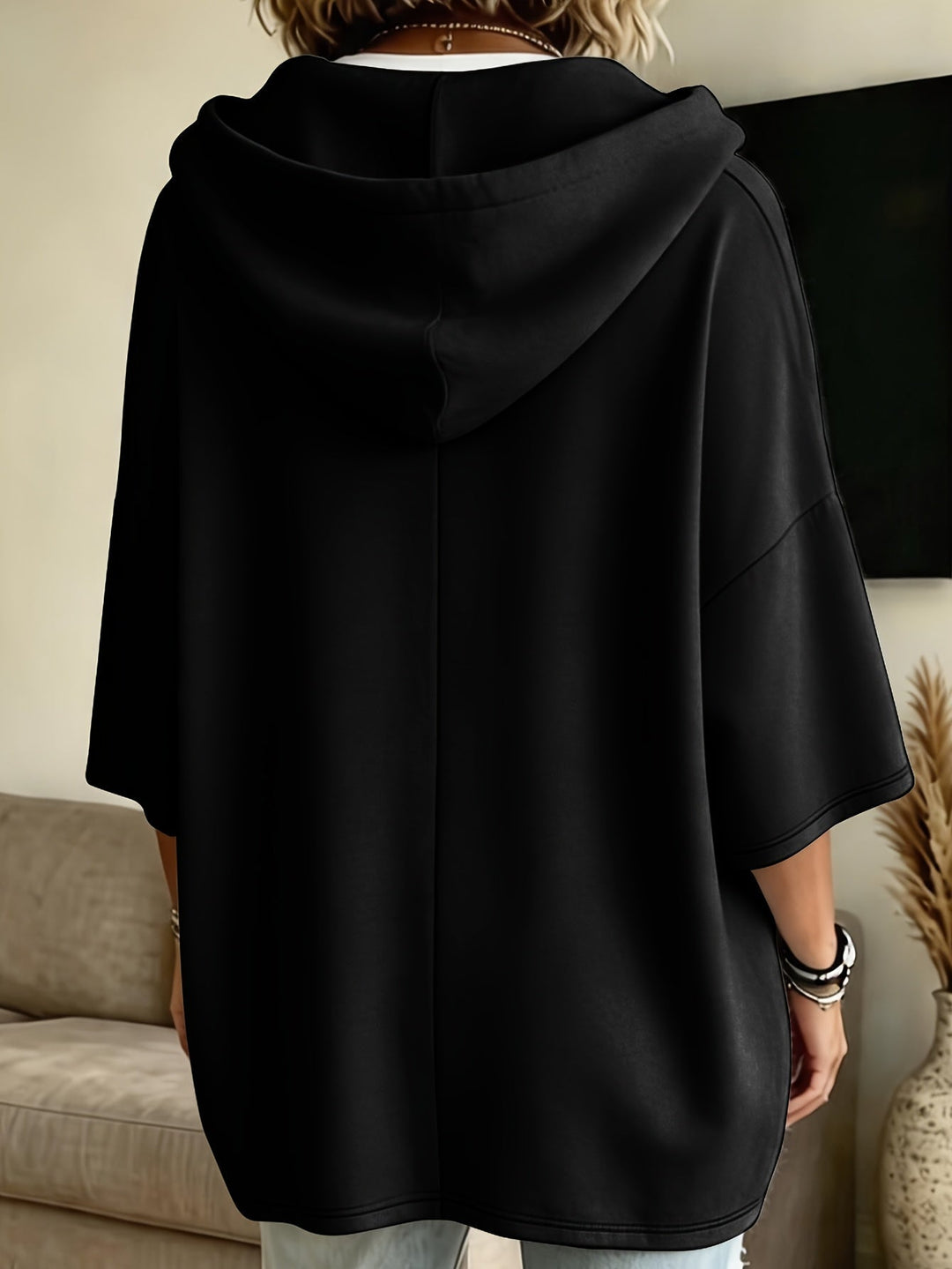 Reva | Women's Oversized Sweatshirt with Drawstring Hood and Patch Pocket