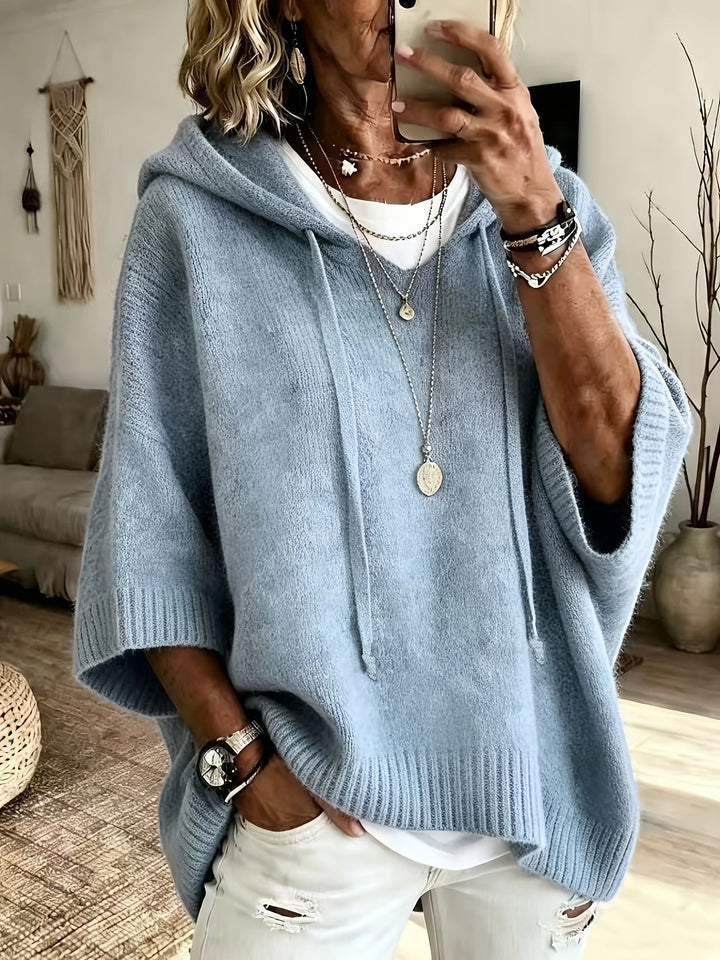 Imogen | Women's Oversized Poncho Hoodie Sweater with Batwing Sleeves