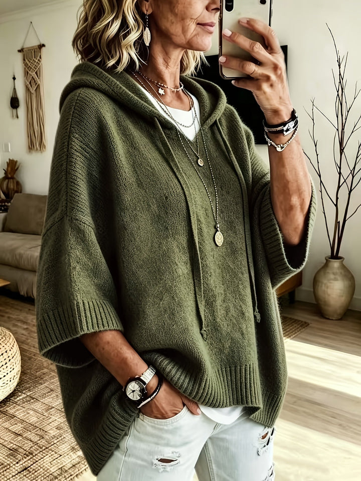 Imogen | Women's Oversized Poncho Hoodie Sweater with Batwing Sleeves