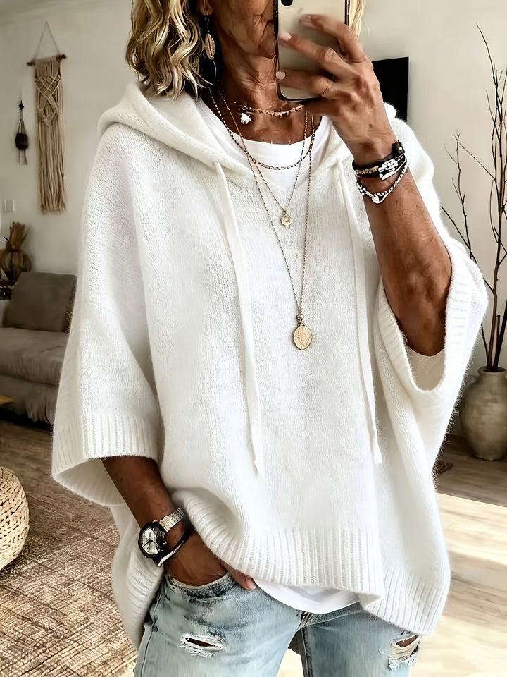 Imogen | Women's Oversized Poncho Hoodie Sweater with Batwing Sleeves