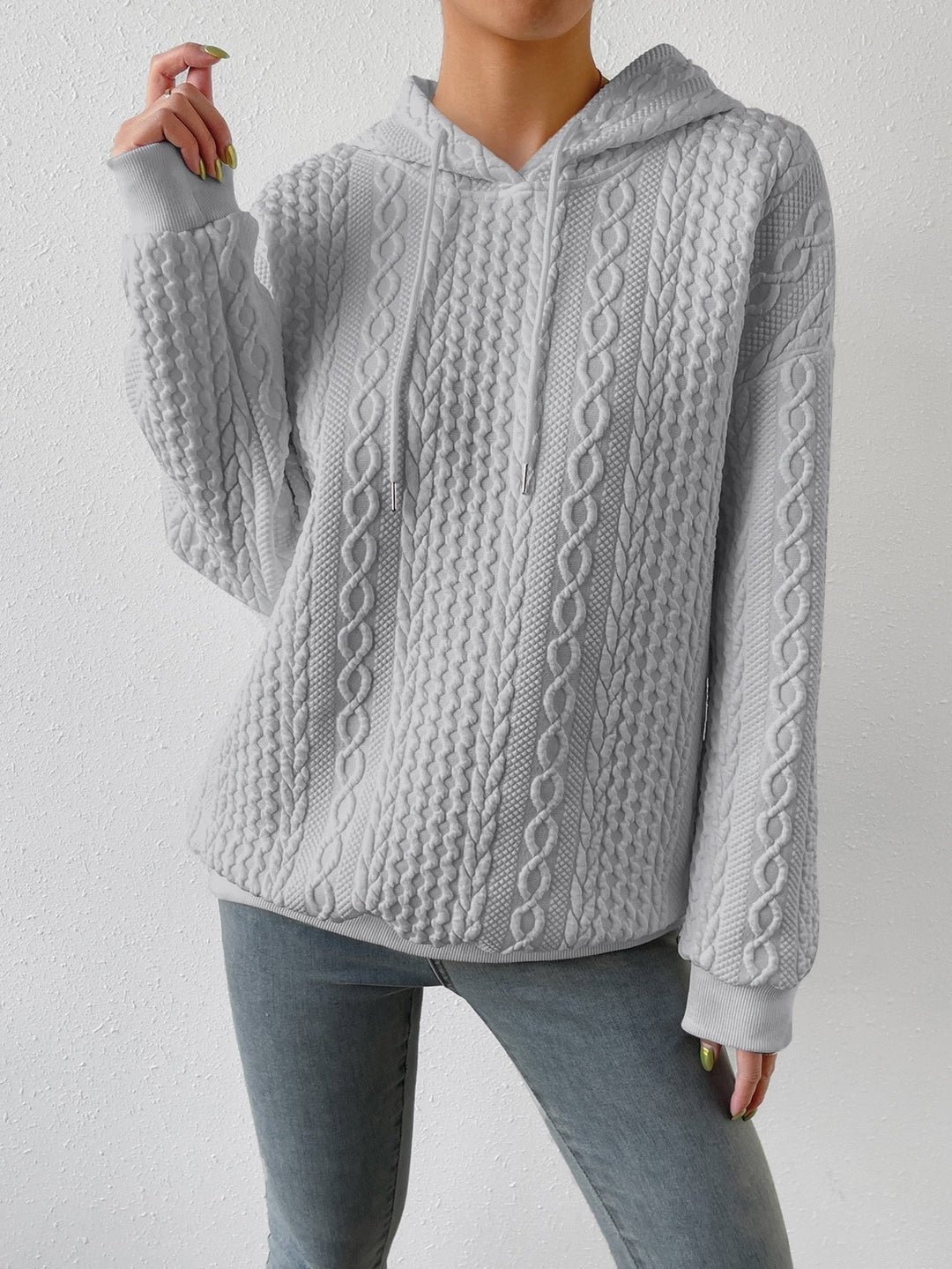 Marina | Women's Hooded Textured Cable Knit Sweater