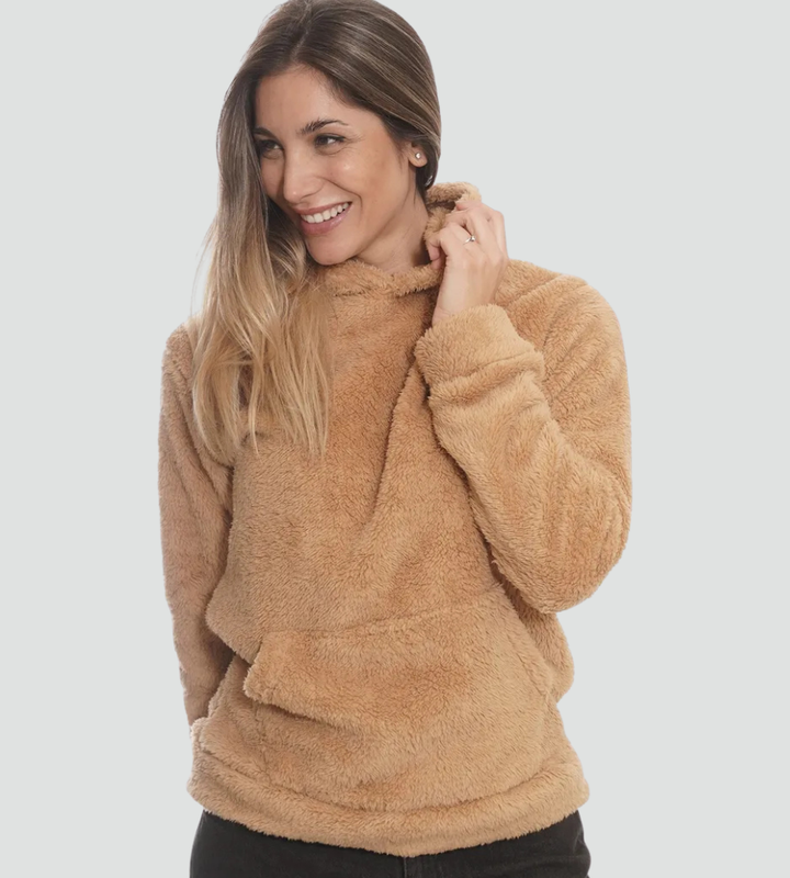 Amara | Women's Fuzzy Fleece Pullover Hoodie with Kangaroo Pocket