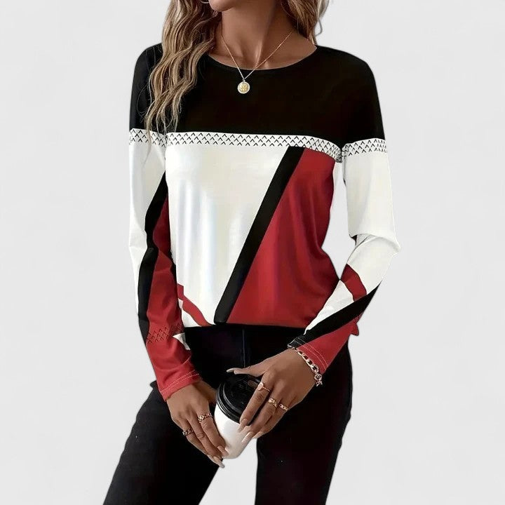 Zinnia | Women's Color Block Crew Neck Sweater