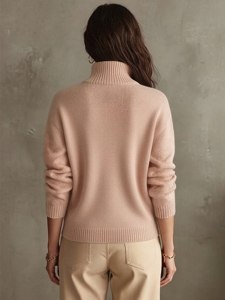 Clementine | Women's Half-Zip Stand Collar Sweater with Ribbed Trim