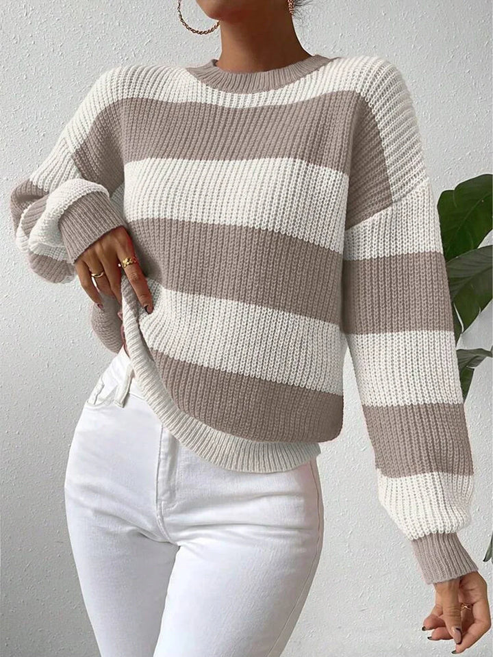 Anouk | Women's Cropped Striped Crew Neck Sweater