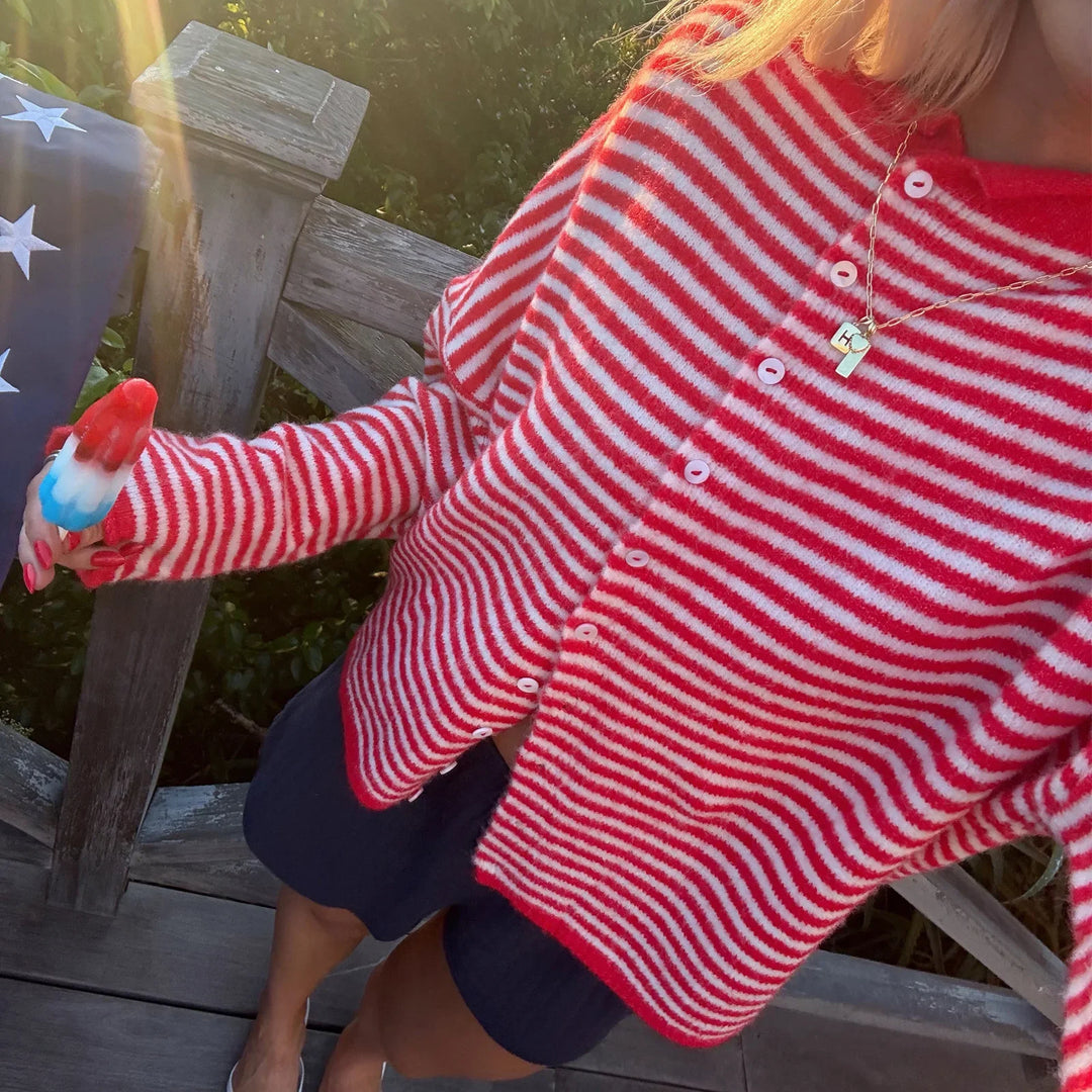 Coralie | Women's Striped Button-Up Cardigan