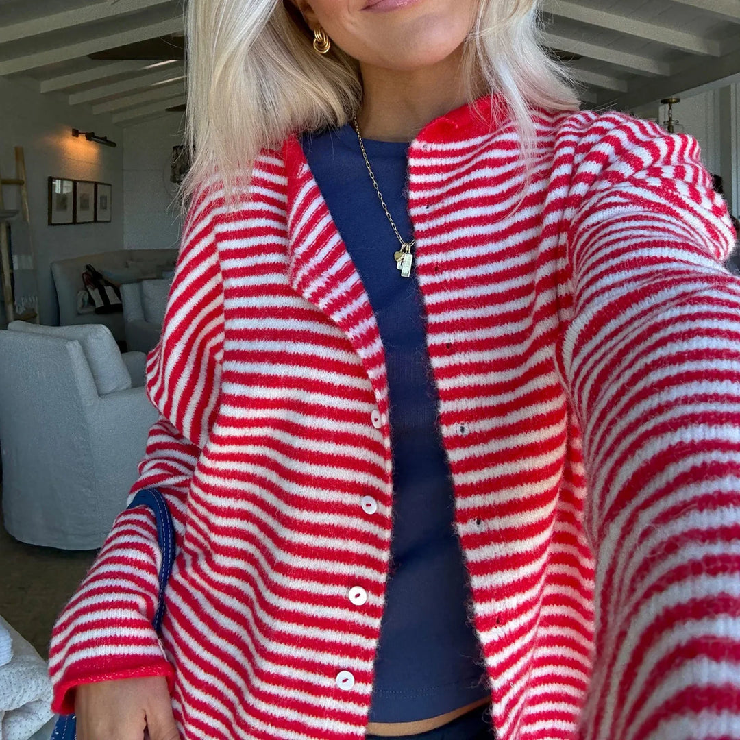 Coralie | Women's Striped Button-Up Cardigan